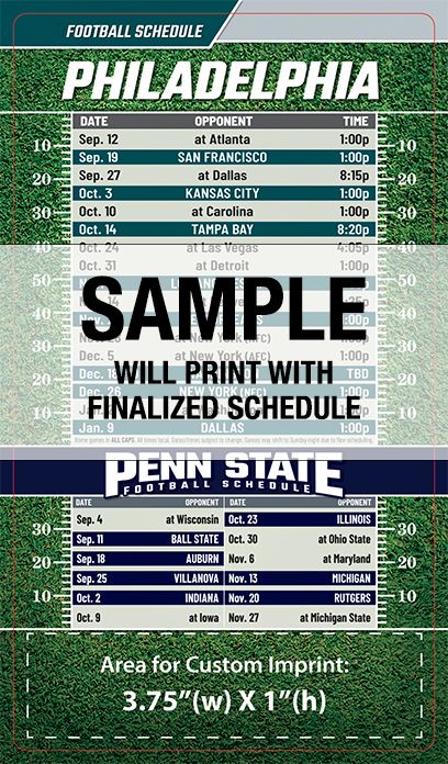 Football Schedules Full Magnetic Back: Philadelphia Full Magnet